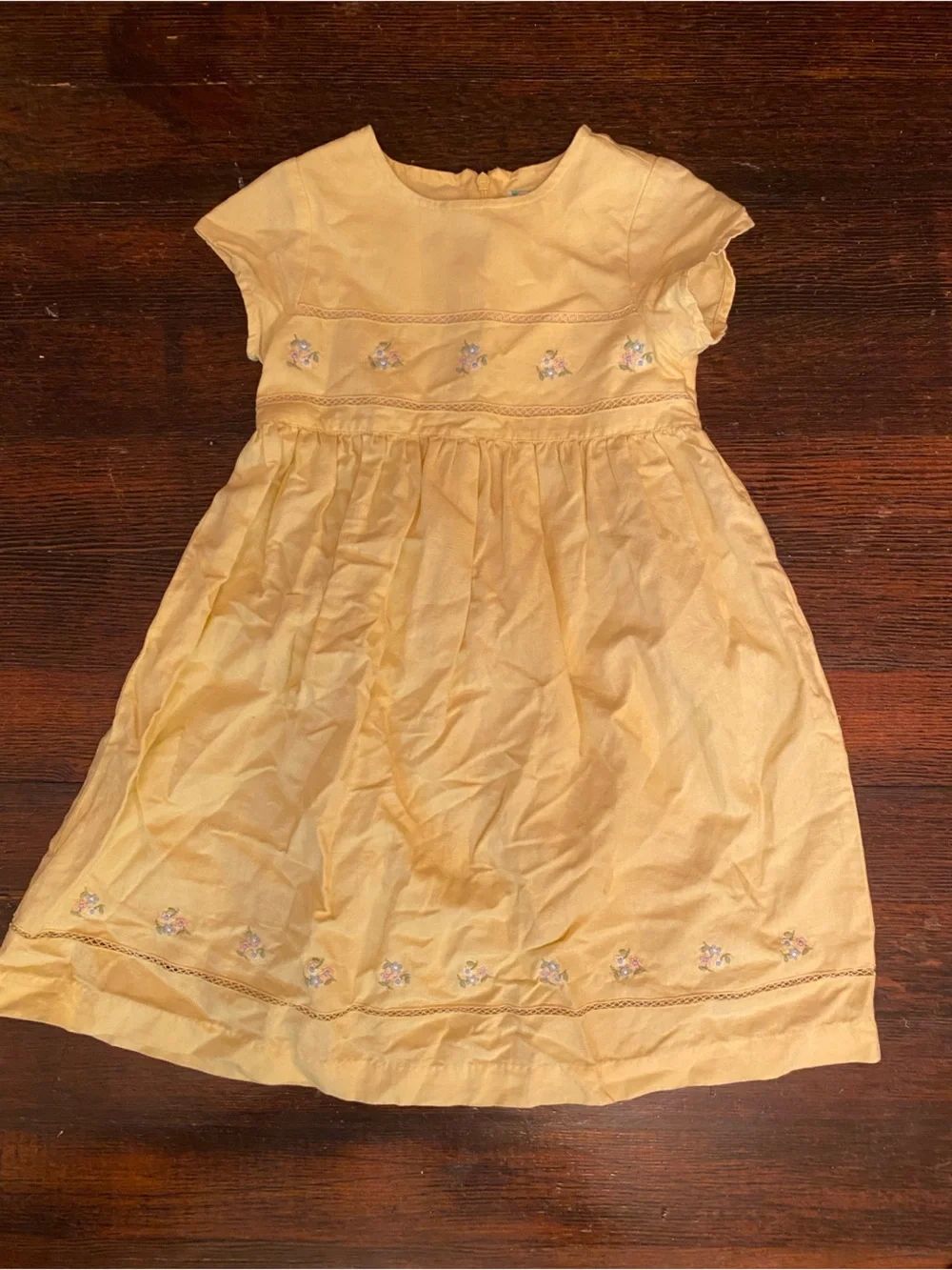 EUC True Vintage 1980s/1990s Gymboree Yellow Embroidered Cotton/Linen Dress